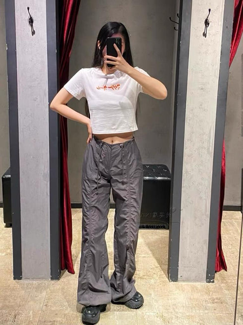 HELLO FASHION Drawstring Parachute Cargo Pants